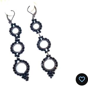 Millianna Black Onyx Beaded Triple Hoop Earrings